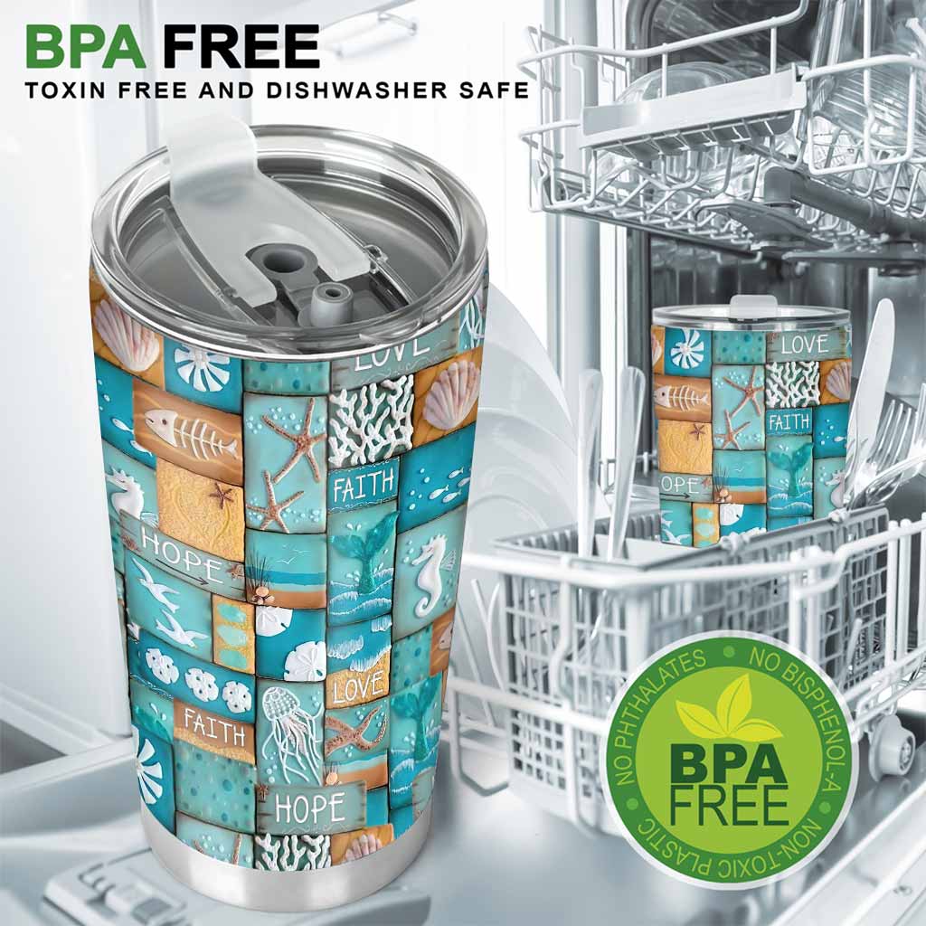 Gobelet imprimé motif 3D Foi, Espoir, Amour - Amoureux de la Mer