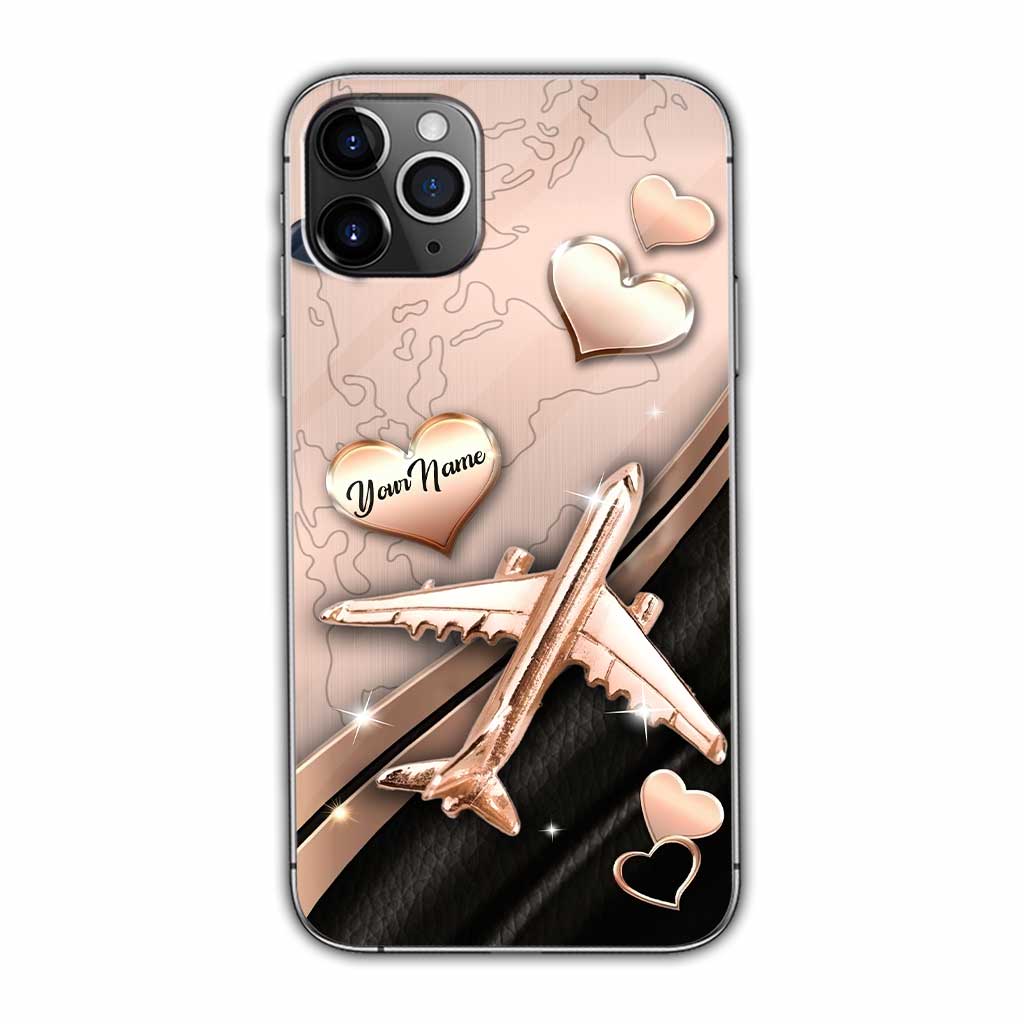 Airplane Rose Gold - Personalized Travelling Phone Case With 3D Pattern Print