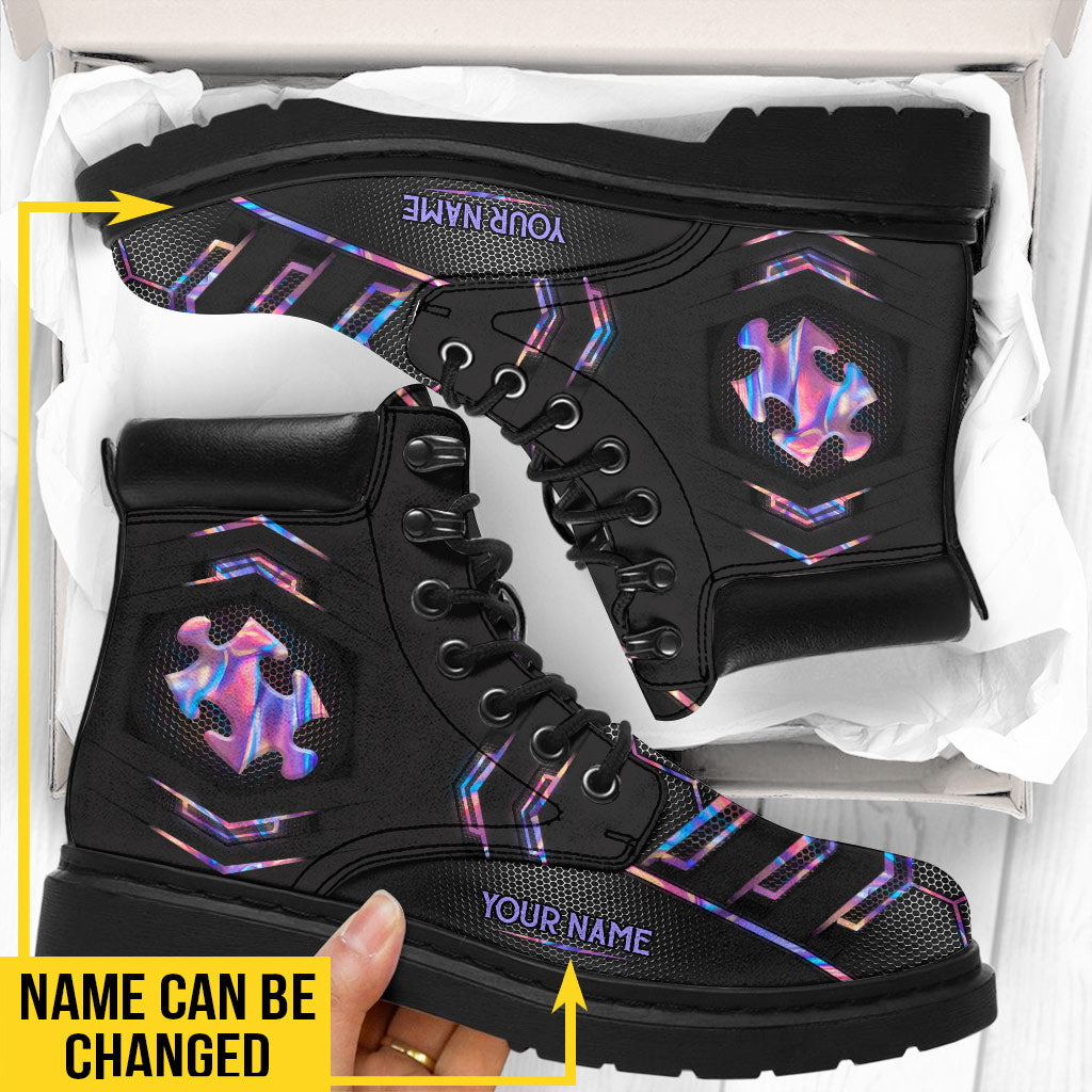 L'amour n'a pas besoin de mots - Bottes toutes saisons personnalisées pour la sensibilisation à l'autisme