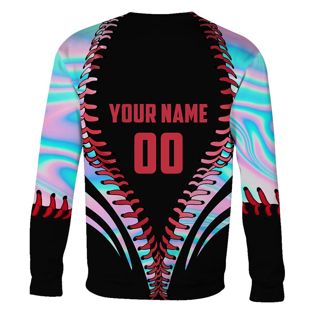 J'adore le baseball ! T-shirt et sweat à capuche personnalisés avec motif baseball intégral.