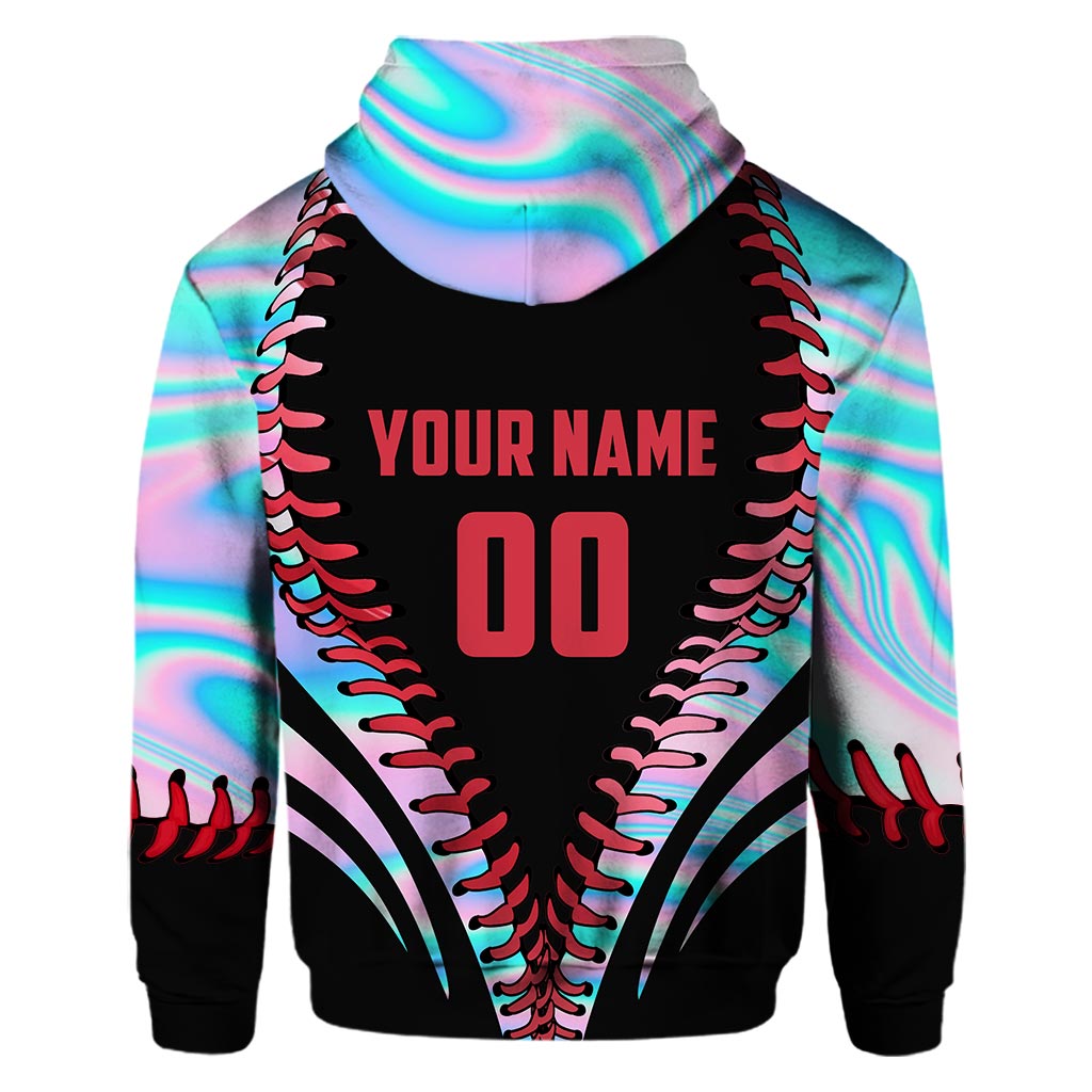 J'adore le baseball ! T-shirt et sweat à capuche personnalisés avec motif baseball intégral.