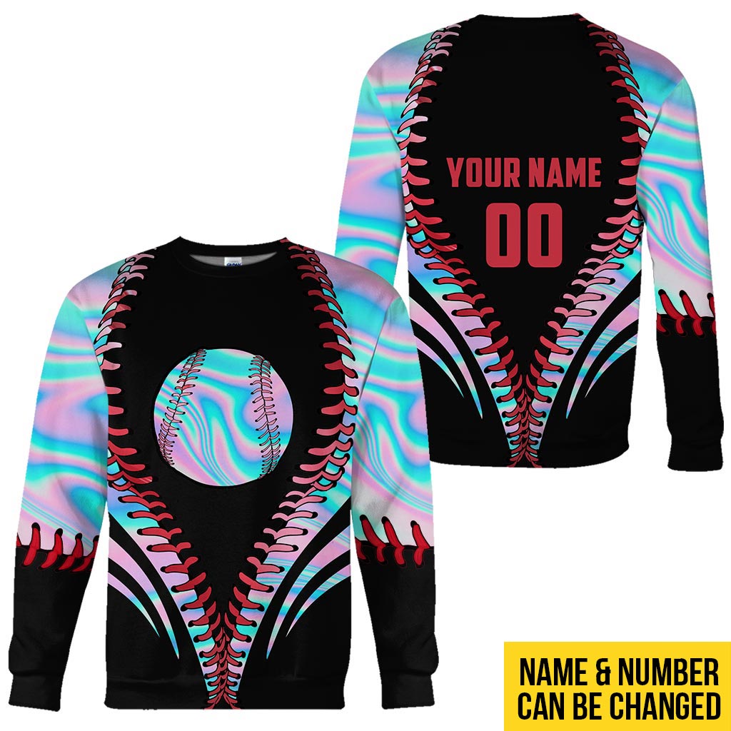 J'adore le baseball ! T-shirt et sweat à capuche personnalisés avec motif baseball intégral.