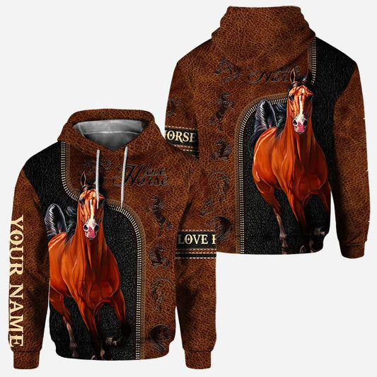 T-shirt et sweat à capuche personnalisés « Love Horses » avec imprimé motif cuir
