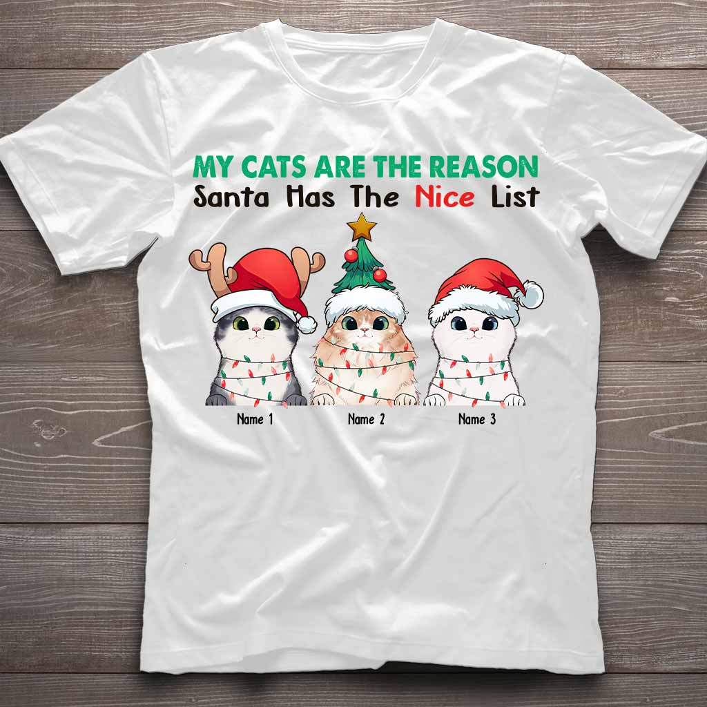 C'est à cause de mon chat que le Père Noël a la liste des vilains - T-shirt et sweat à capuche de Noël personnalisés