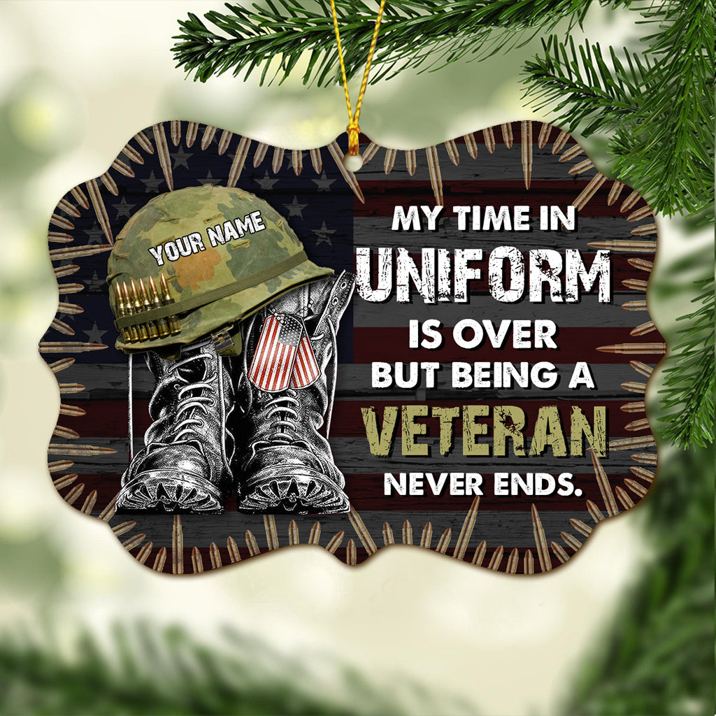My Time In Uniform Is Over - Personalized Christmas Veteran Ornament (Printed On Both Sides)