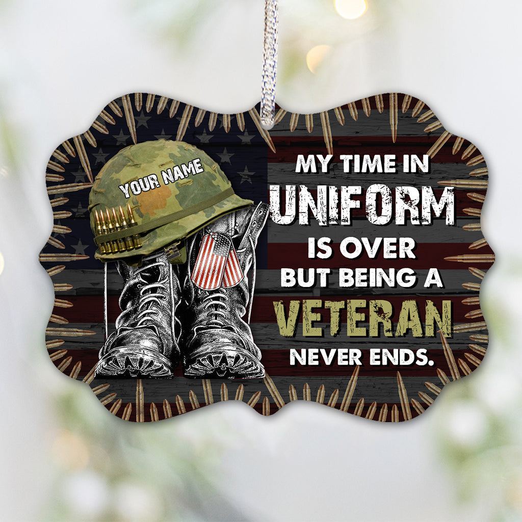 My Time In Uniform Is Over - Personalized Christmas Veteran Ornament (Printed On Both Sides)