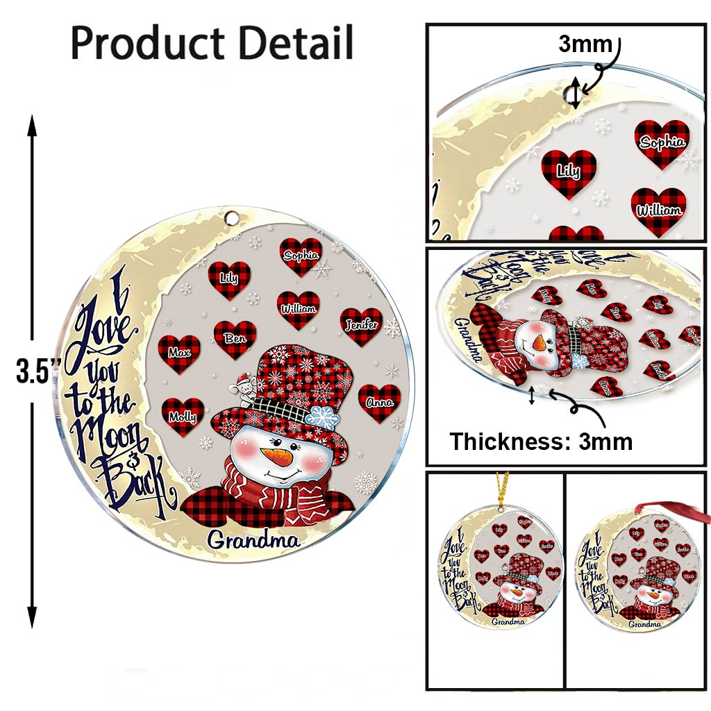 Je t'aime jusqu'à la lune - Cadeau pour grand-mère, grand-père, maman, papa - Ornement personnalisé