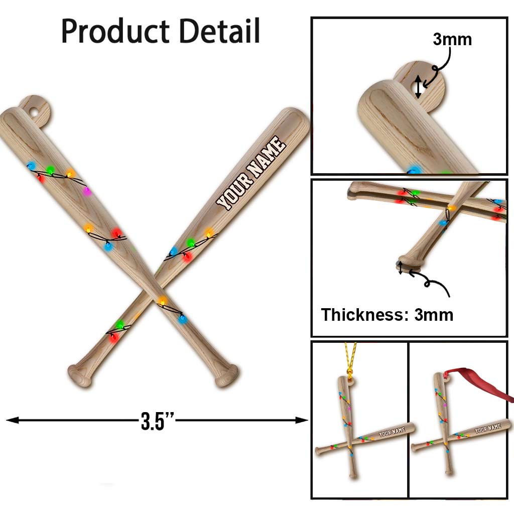 Baseball Lovers - Personalized Christmas Ornament (Printed On Both Sides)