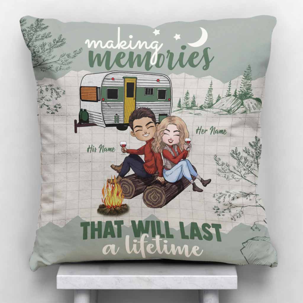 Making Memories Will Last A Lifetime - Personalized Couple Camping Throw Pillow