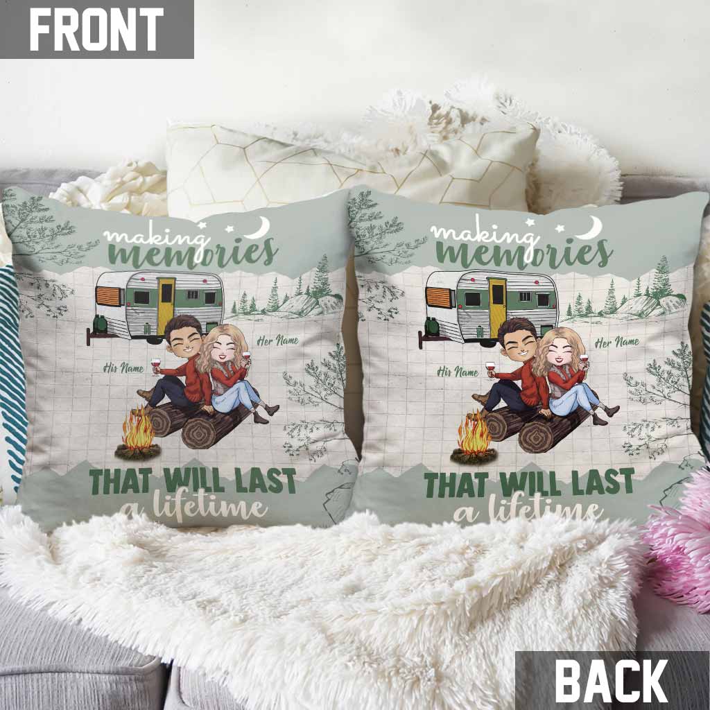 Making Memories Will Last A Lifetime - Personalized Couple Camping Throw Pillow
