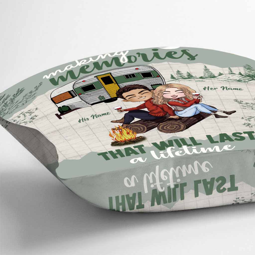 Making Memories Will Last A Lifetime - Personalized Couple Camping Throw Pillow