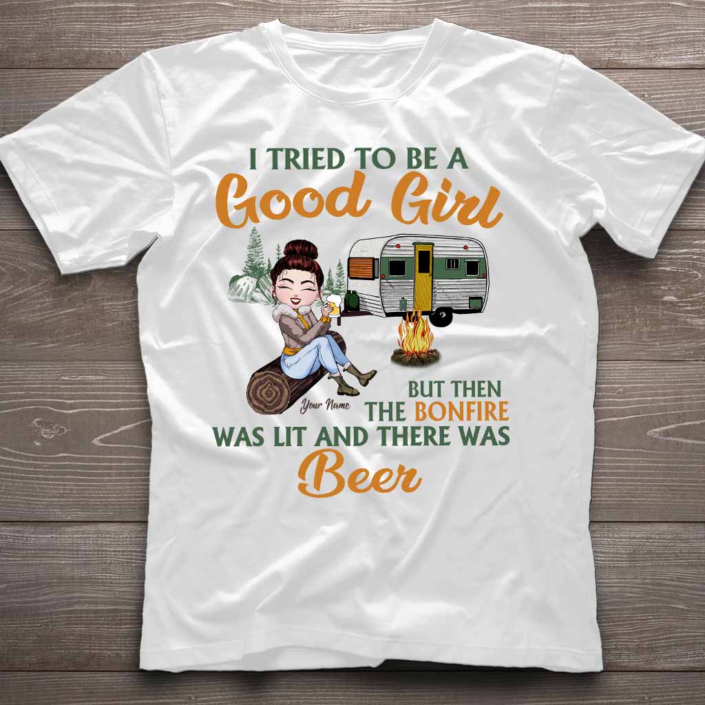 J'ai essayé d'être une gentille fille, mais le feu de camp - T-shirt et sweat à capuche de camping personnalisés
