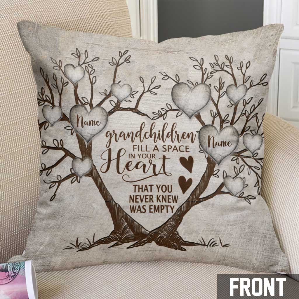 Coussin décoratif personnalisé en forme de cœur, arbre généalogique pour maman et grand-mère