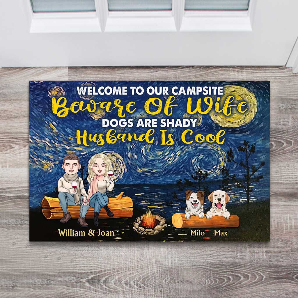 Bienvenue sur notre camping - Paillasson de camping personnalisé pour couples