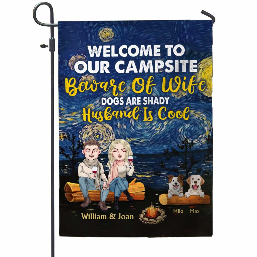 Welcome To Our Campsite - Personalized Couple Camping Garden Flag