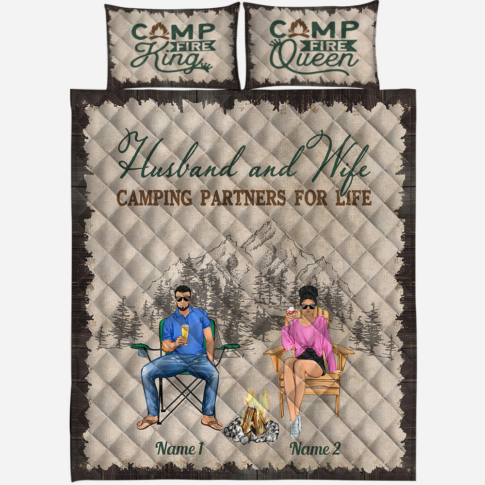Camping Couple - Personalized Couple Camping Quilt Set