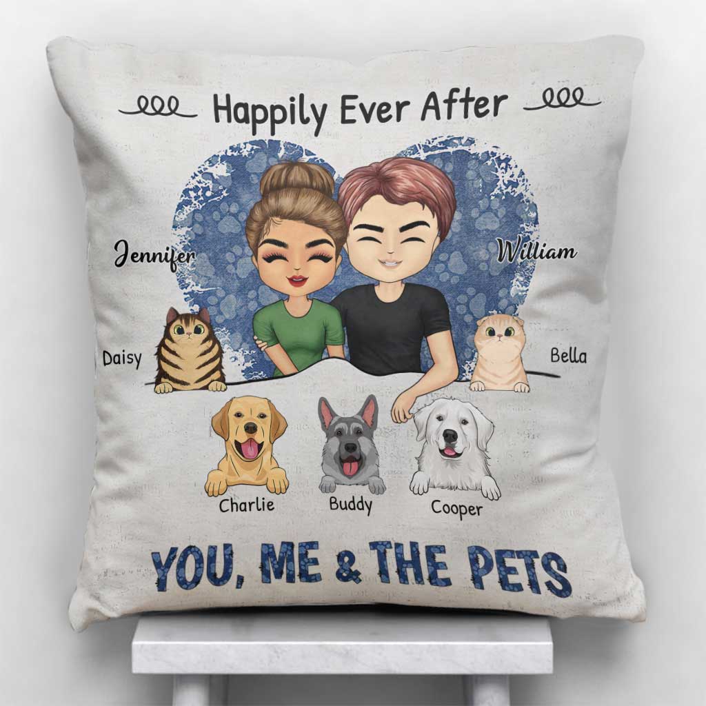 Coussin décoratif personnalisé pour couple « Toi, moi et les animaux »