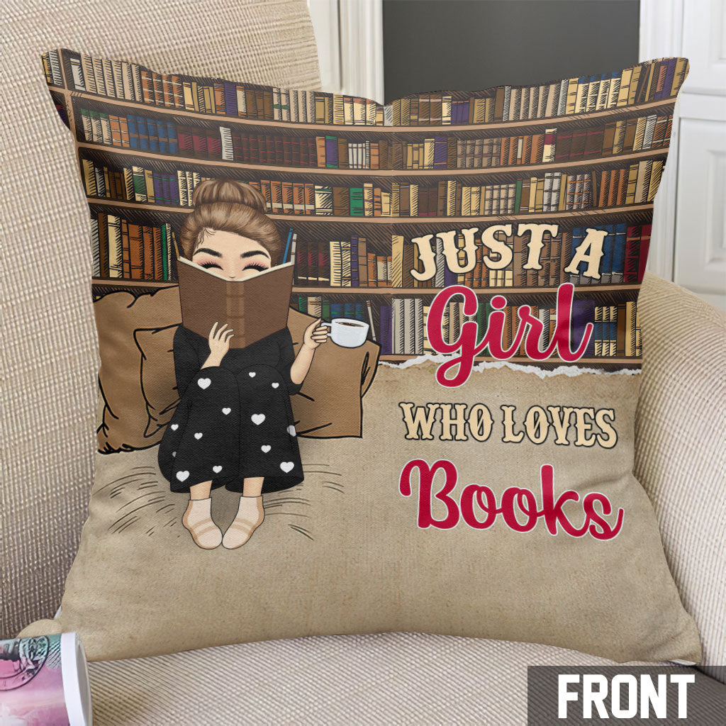 Coussin décoratif personnalisé « Juste une fille qui aime les livres »
