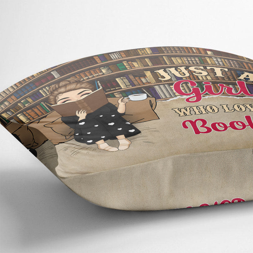 Coussin décoratif personnalisé « Juste une fille qui aime les livres »