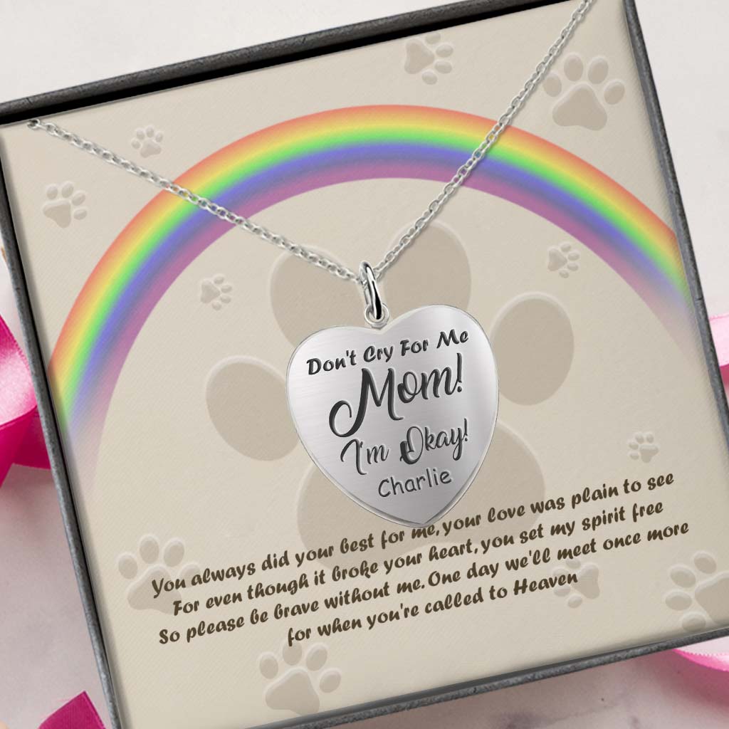Ne pleure pas pour moi, maman - Collier pendentif chat en forme de cœur personnalisé pour la fête des mères