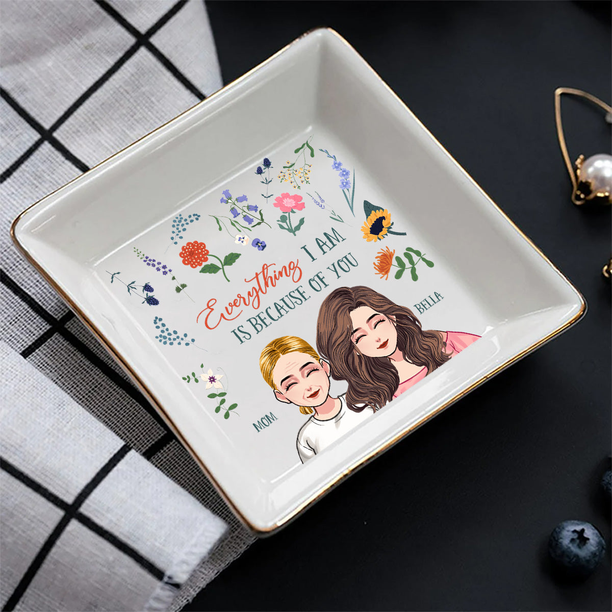 Tout ce que je suis - Cadeau pour maman, grand-mère, fille, fils, petite-fille, petit-fils - Porte-bijoux personnalisé