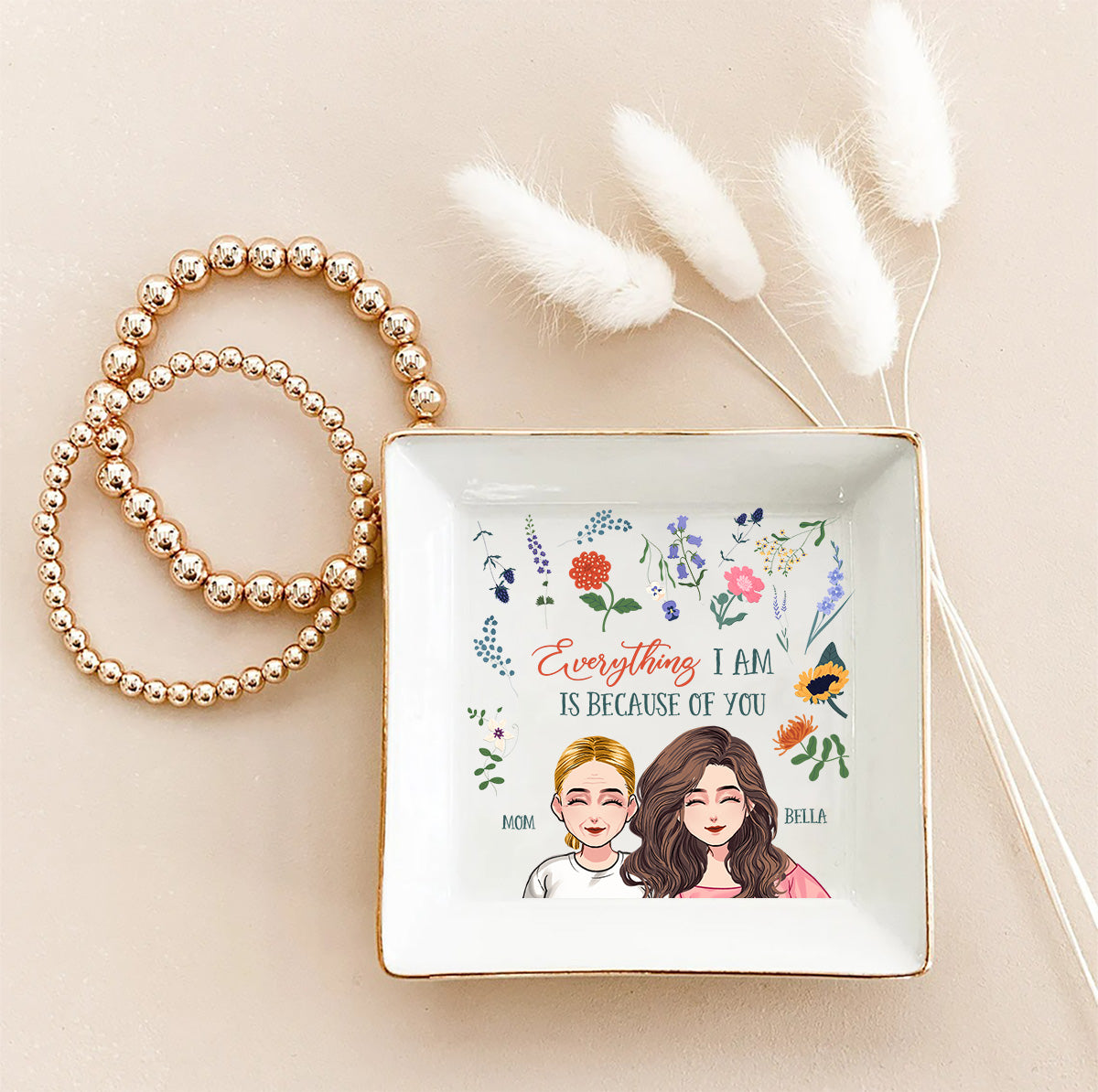 Tout ce que je suis - Cadeau pour maman, grand-mère, fille, fils, petite-fille, petit-fils - Porte-bijoux personnalisé