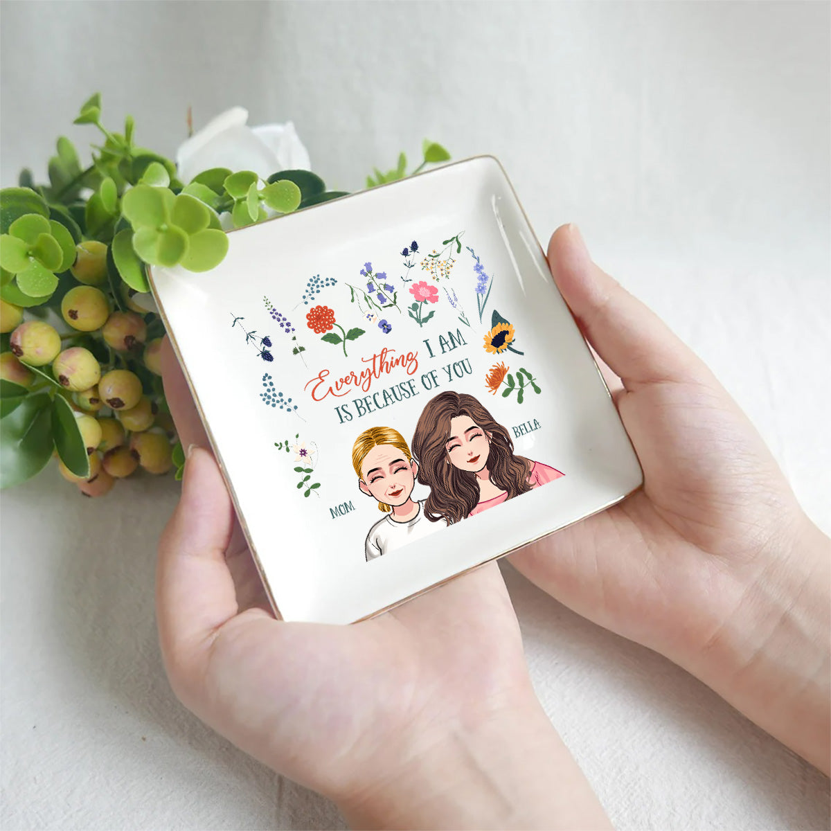 Tout ce que je suis - Cadeau pour maman, grand-mère, fille, fils, petite-fille, petit-fils - Porte-bijoux personnalisé