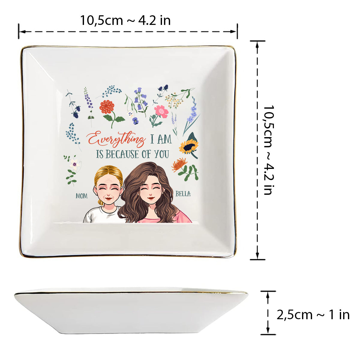 Tout ce que je suis - Cadeau pour maman, grand-mère, fille, fils, petite-fille, petit-fils - Porte-bijoux personnalisé