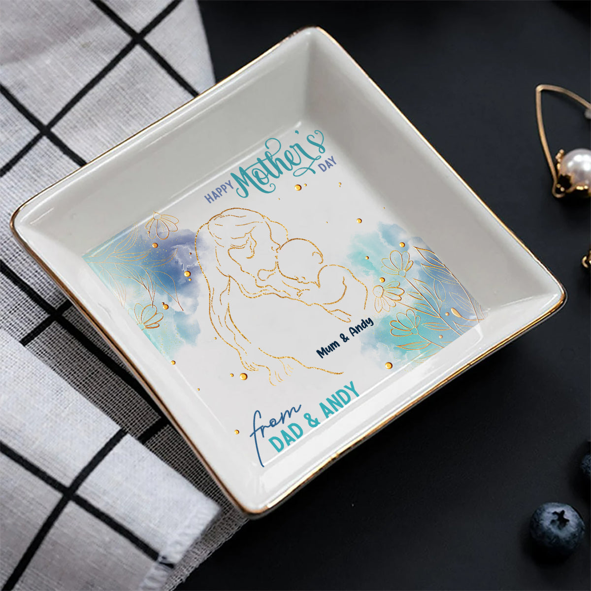 Happy Mother's Day - Personalized Mother's Day Husband And Wife Jewelry Dish