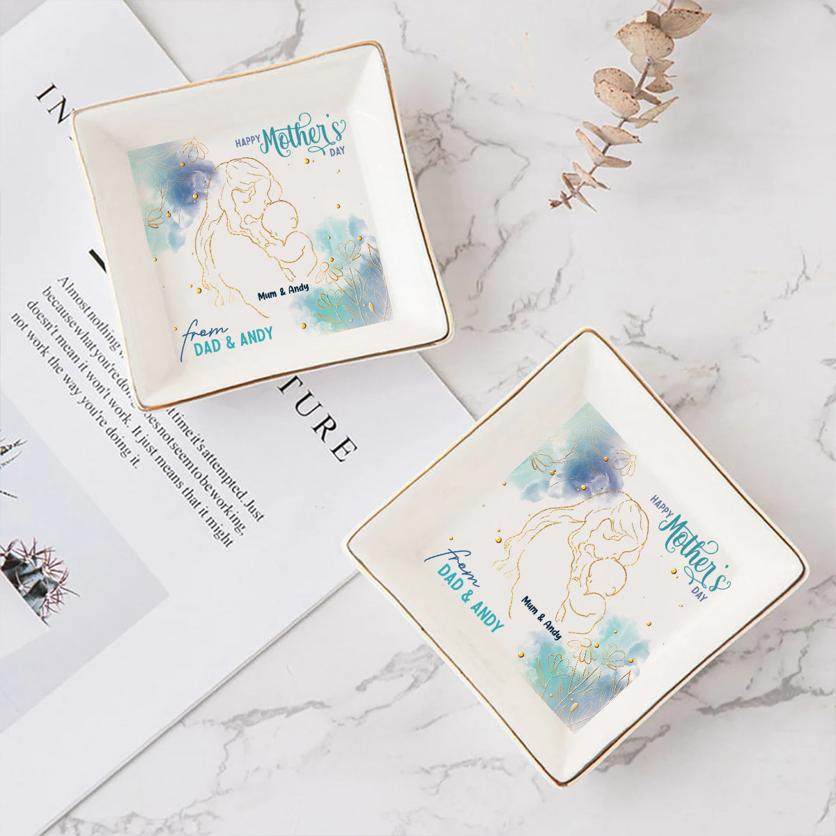 Happy Mother's Day - Personalized Mother's Day Husband And Wife Jewelry Dish