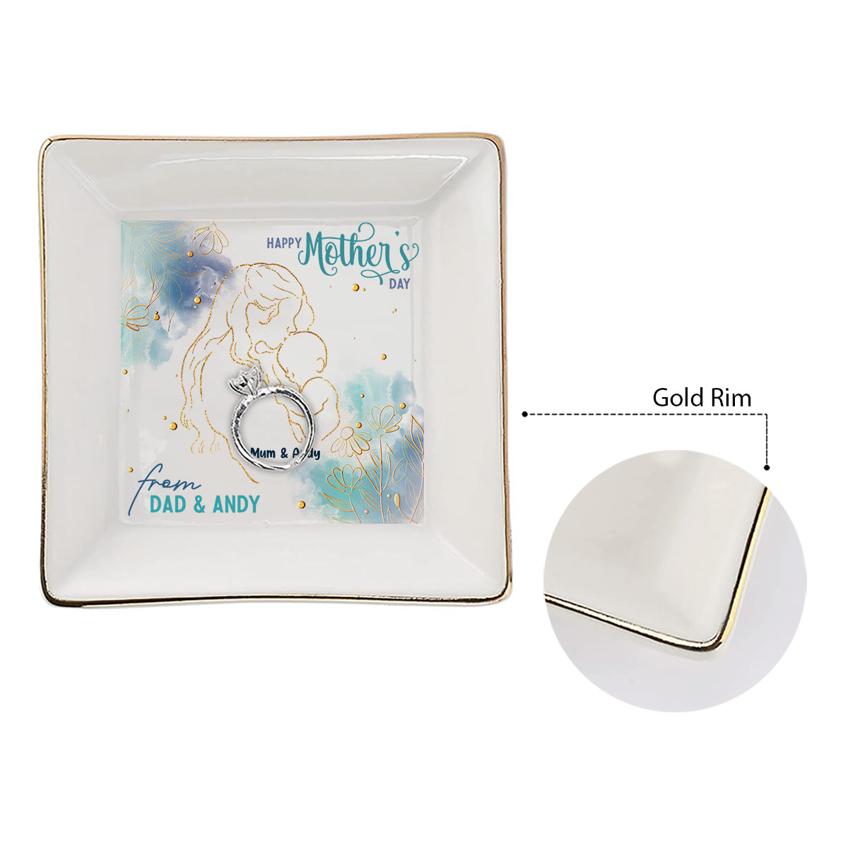 Happy Mother's Day - Personalized Mother's Day Husband And Wife Jewelry Dish