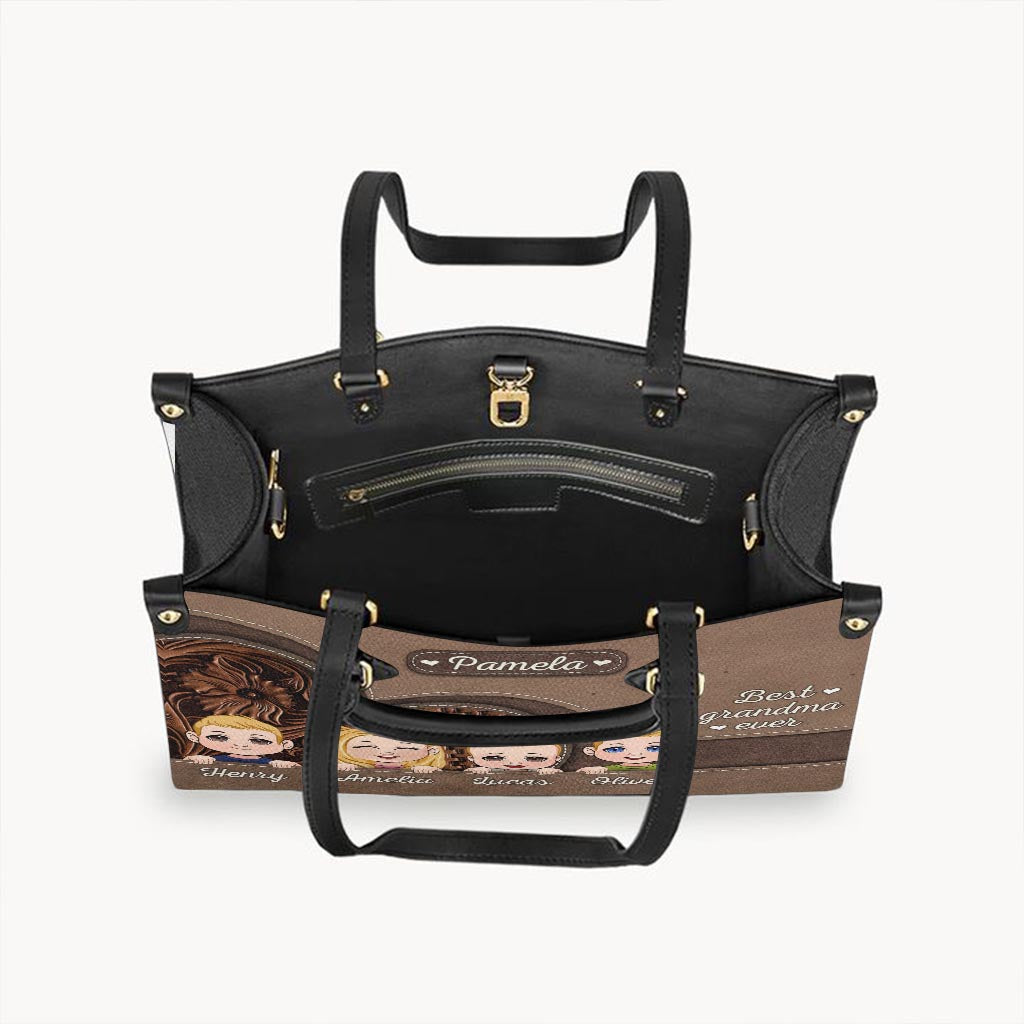 Meilleure grand-mère du monde - Sac à main en cuir personnalisé pour grand-mère