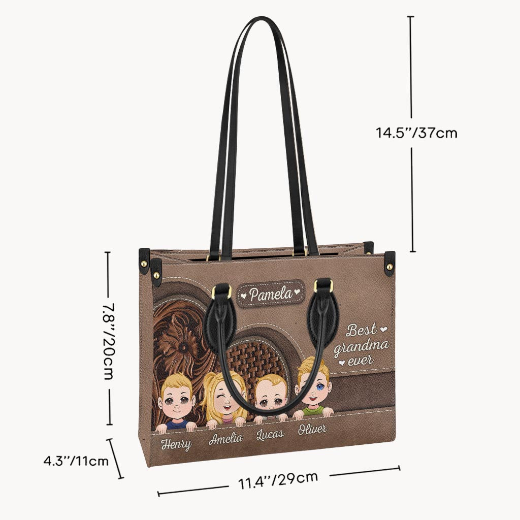 Meilleure grand-mère du monde - Sac à main en cuir personnalisé pour grand-mère