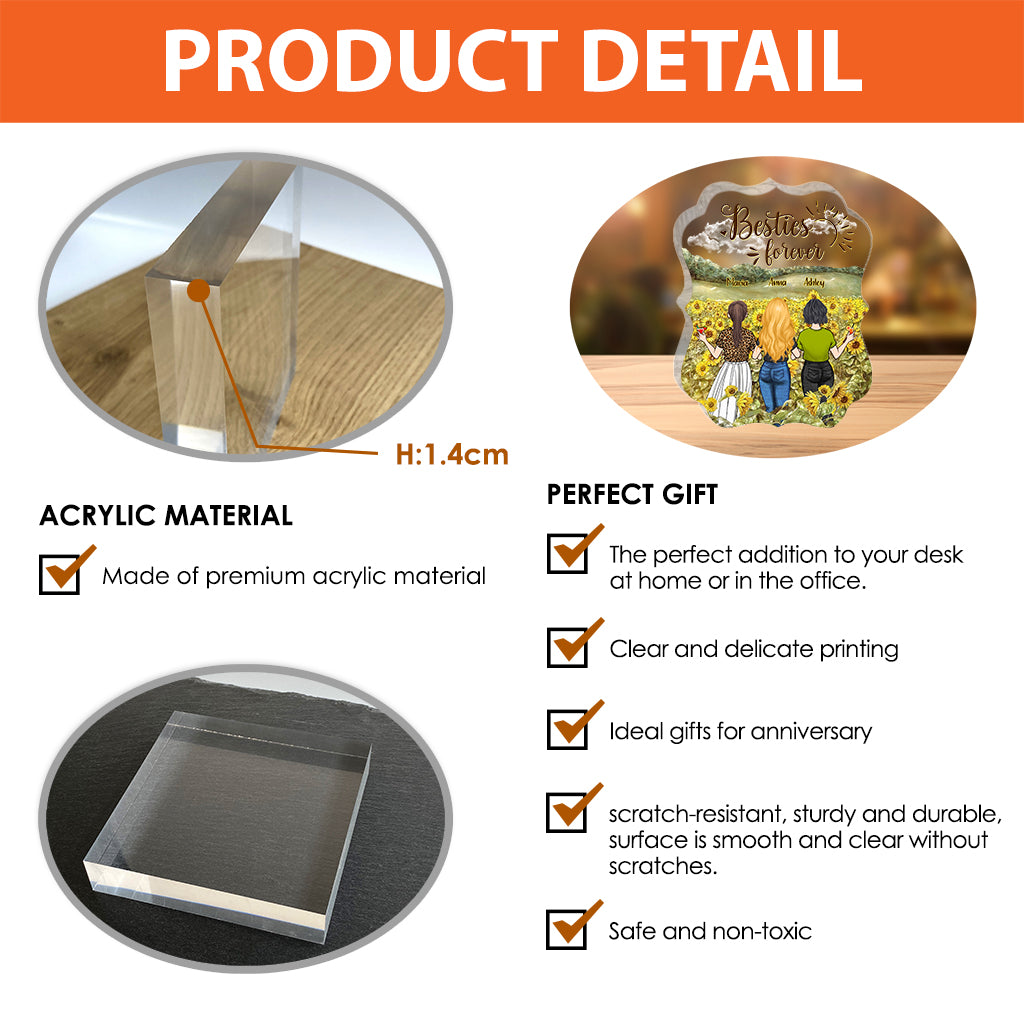 Meilleure amie pour toujours - Cadeau pour sa meilleure amie - Plaque acrylique personnalisée.