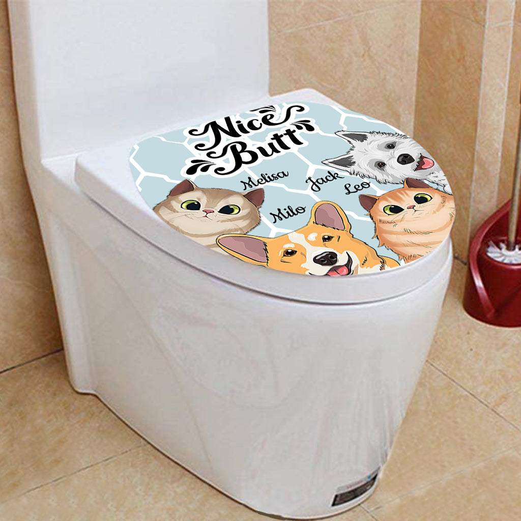 Ensemble rideau et tapis de bain personnalisés pour chien « Joli fessier »