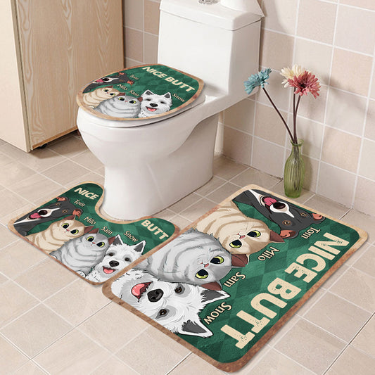 Tapis de bain personnalisé « Nice butt Shower » - Cadeau idéal pour les amoureux des chiens et des chats