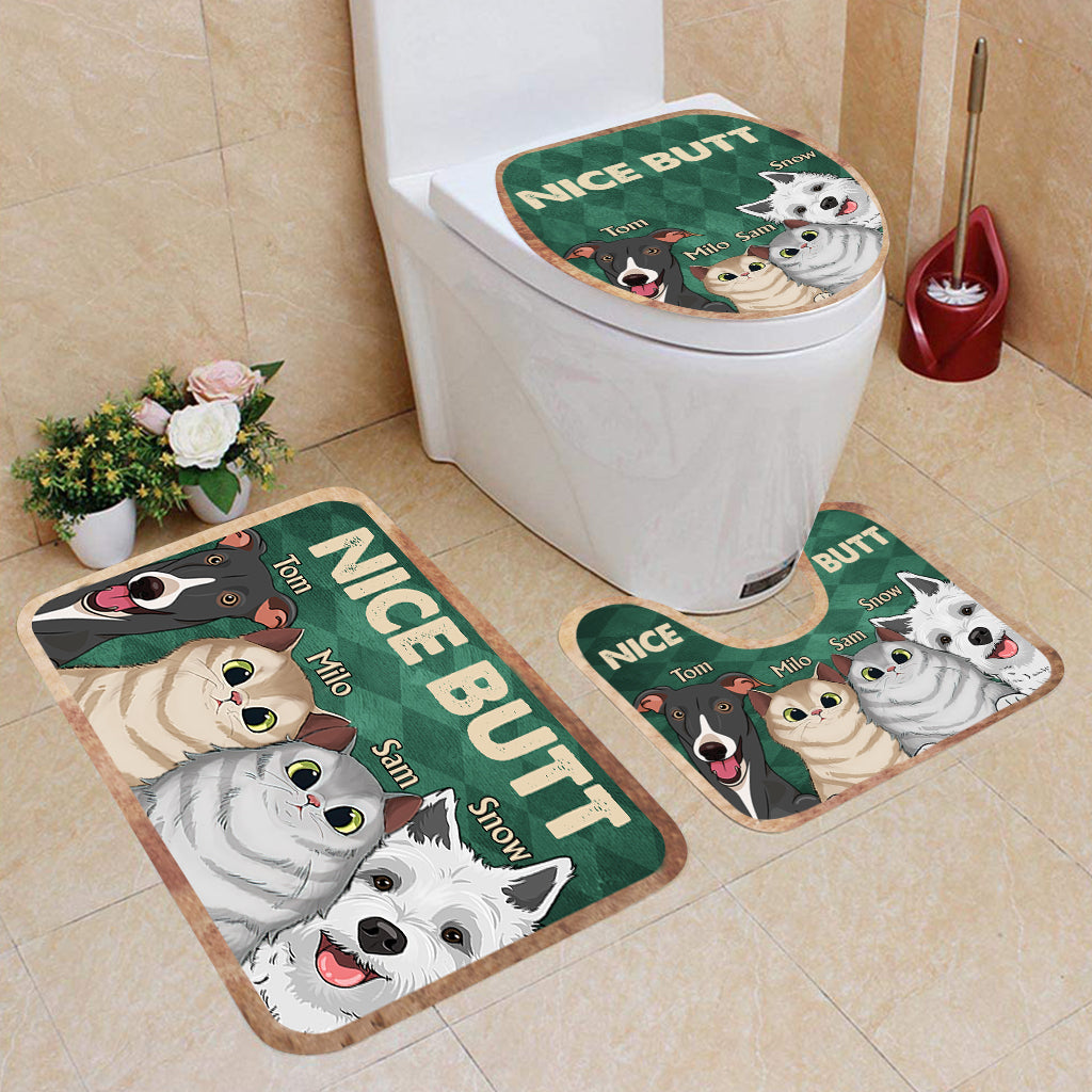 Tapis de bain personnalisé « Nice butt Shower » - Cadeau idéal pour les amoureux des chiens et des chats