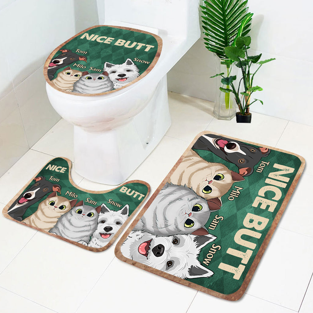 Tapis de bain personnalisé « Nice butt Shower » - Cadeau idéal pour les amoureux des chiens et des chats