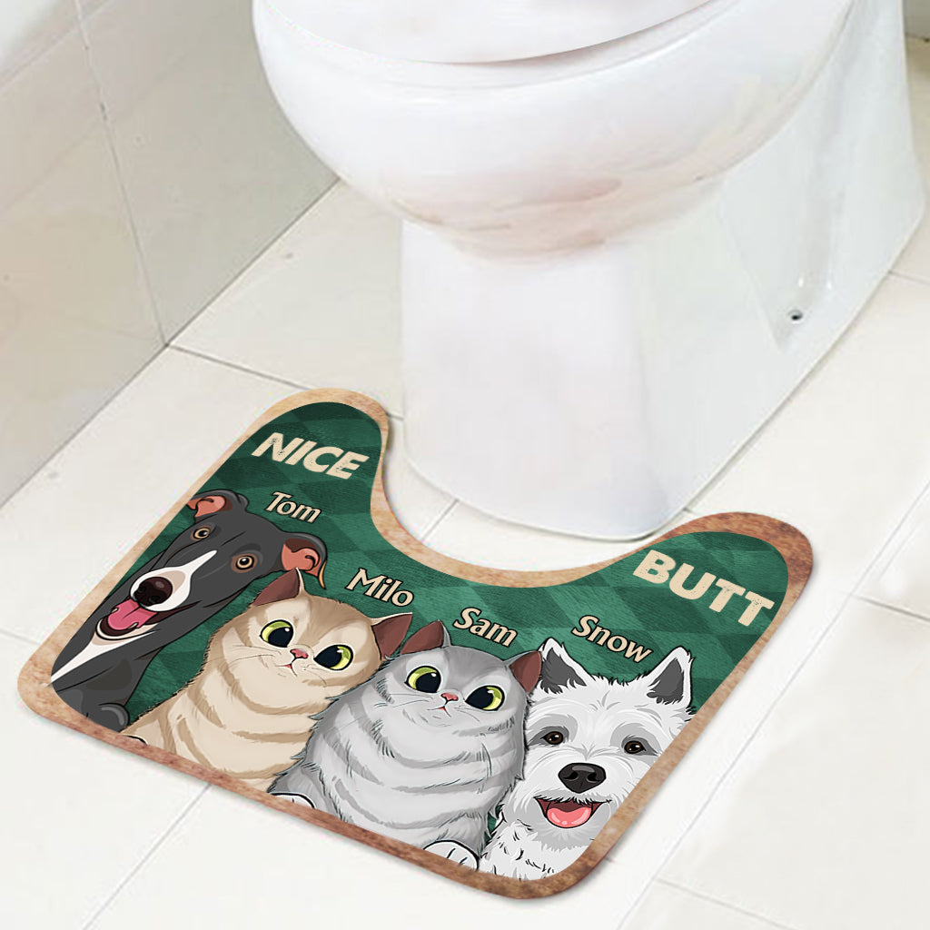 Tapis de bain personnalisé « Nice butt Shower » - Cadeau idéal pour les amoureux des chiens et des chats