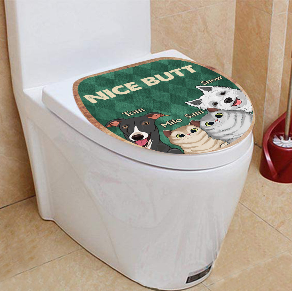 Tapis de bain personnalisé « Nice butt Shower » - Cadeau idéal pour les amoureux des chiens et des chats