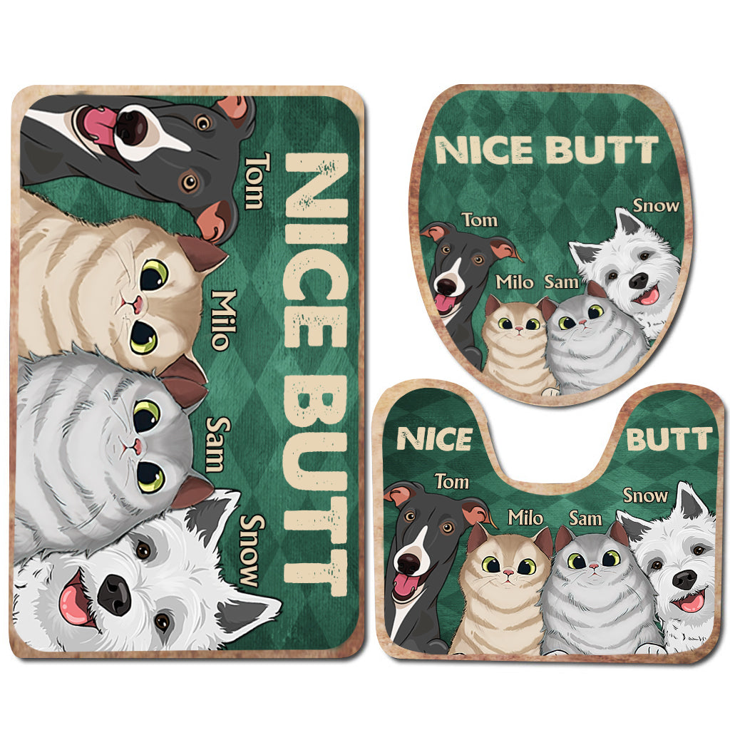 Tapis de bain personnalisé « Nice butt Shower » - Cadeau idéal pour les amoureux des chiens et des chats
