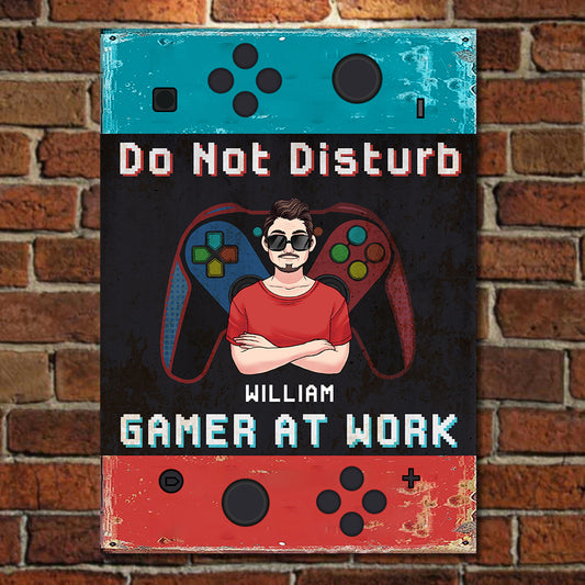 Ne pas déranger le joueur au travail - Panneau métallique rectangulaire personnalisé pour jeux vidéo