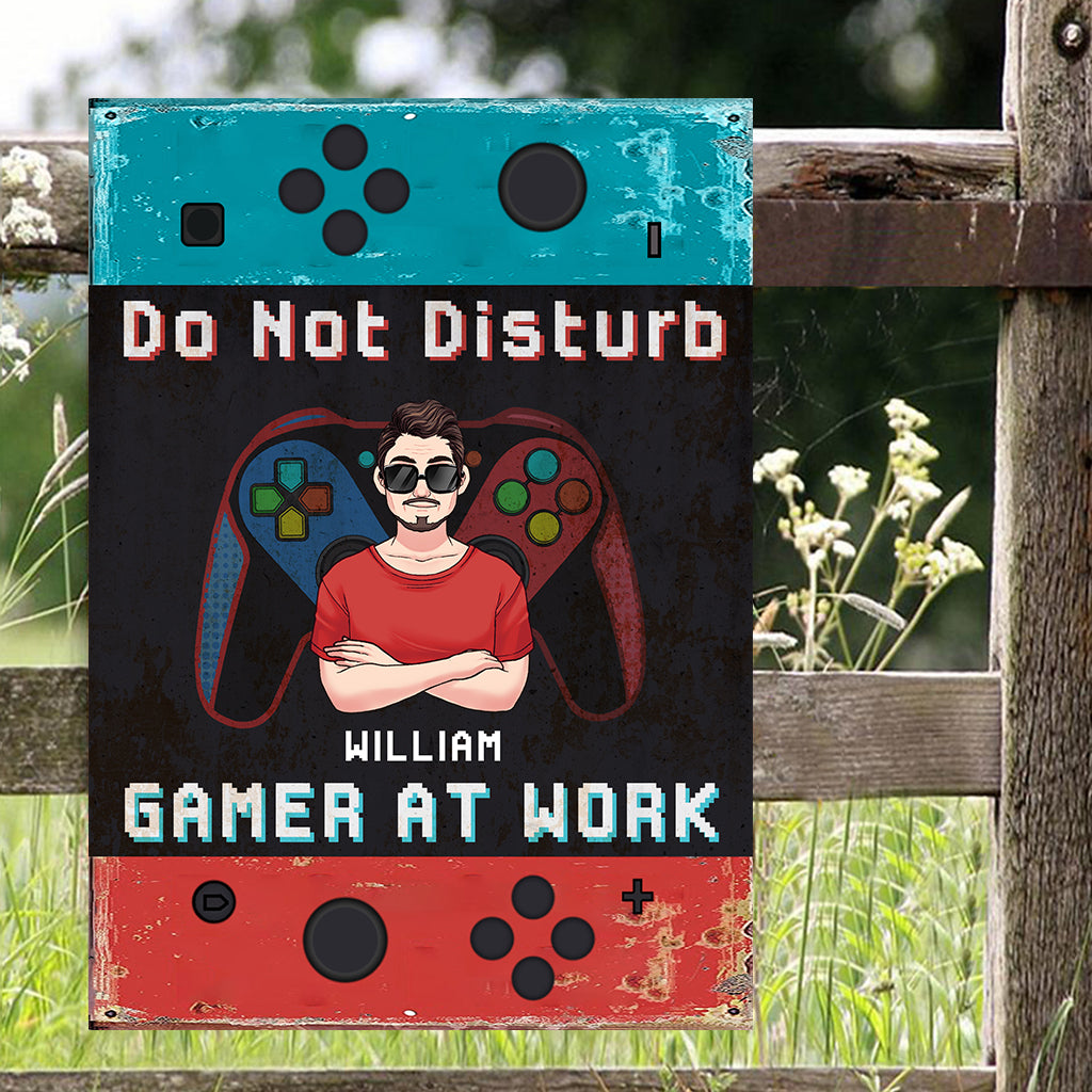 Ne pas déranger le joueur au travail - Panneau métallique rectangulaire personnalisé pour jeux vidéo