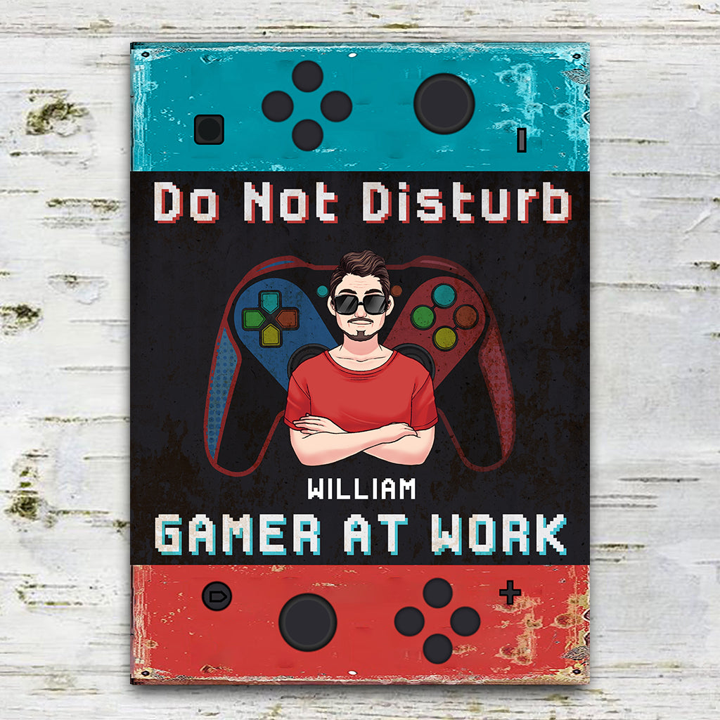Ne pas déranger le joueur au travail - Panneau métallique rectangulaire personnalisé pour jeux vidéo