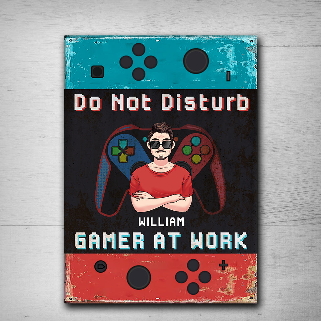 Ne pas déranger le joueur au travail - Panneau métallique rectangulaire personnalisé pour jeux vidéo