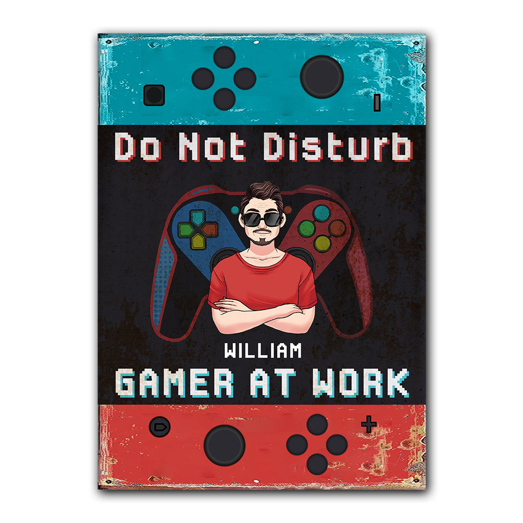 Ne pas déranger le joueur au travail - Panneau métallique rectangulaire personnalisé pour jeux vidéo