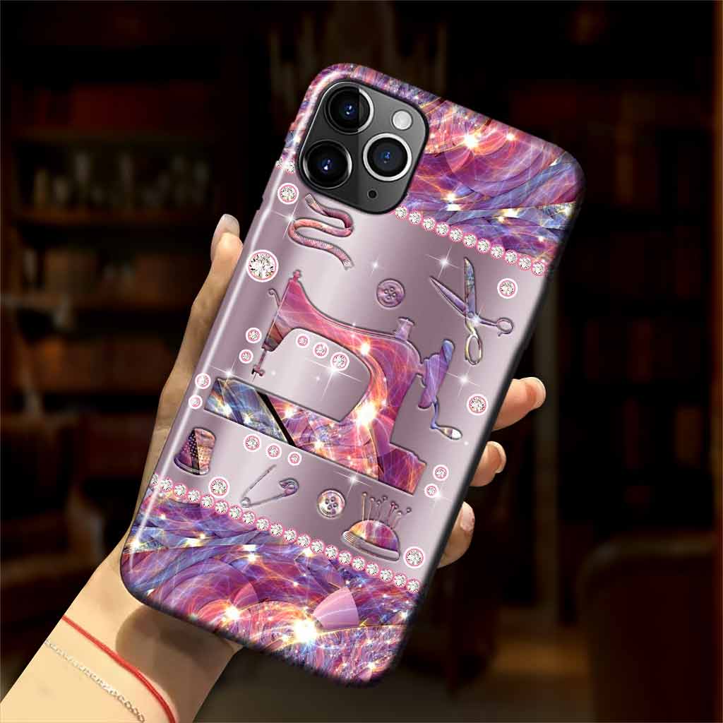 Coque de téléphone imprimée à motif métallique cousu 062021