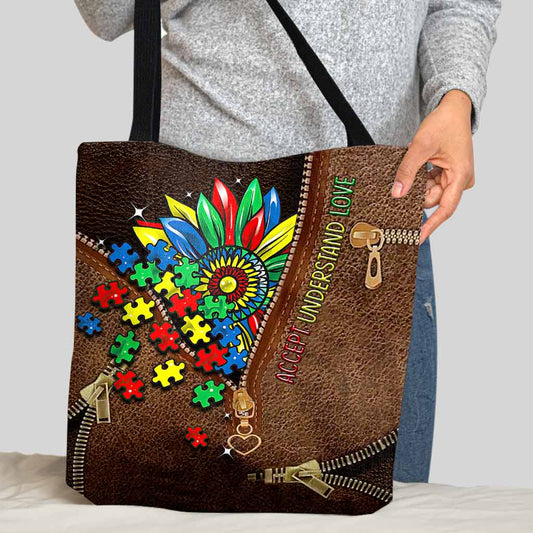 Accept Understand Love - Autism Awareness Tote Bag 062021