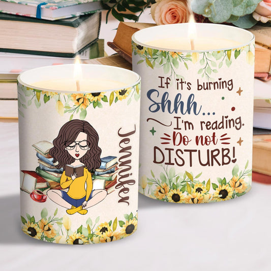 Shhh ... Do Not Distrub - Personalized Book Candle With Wooden Lid