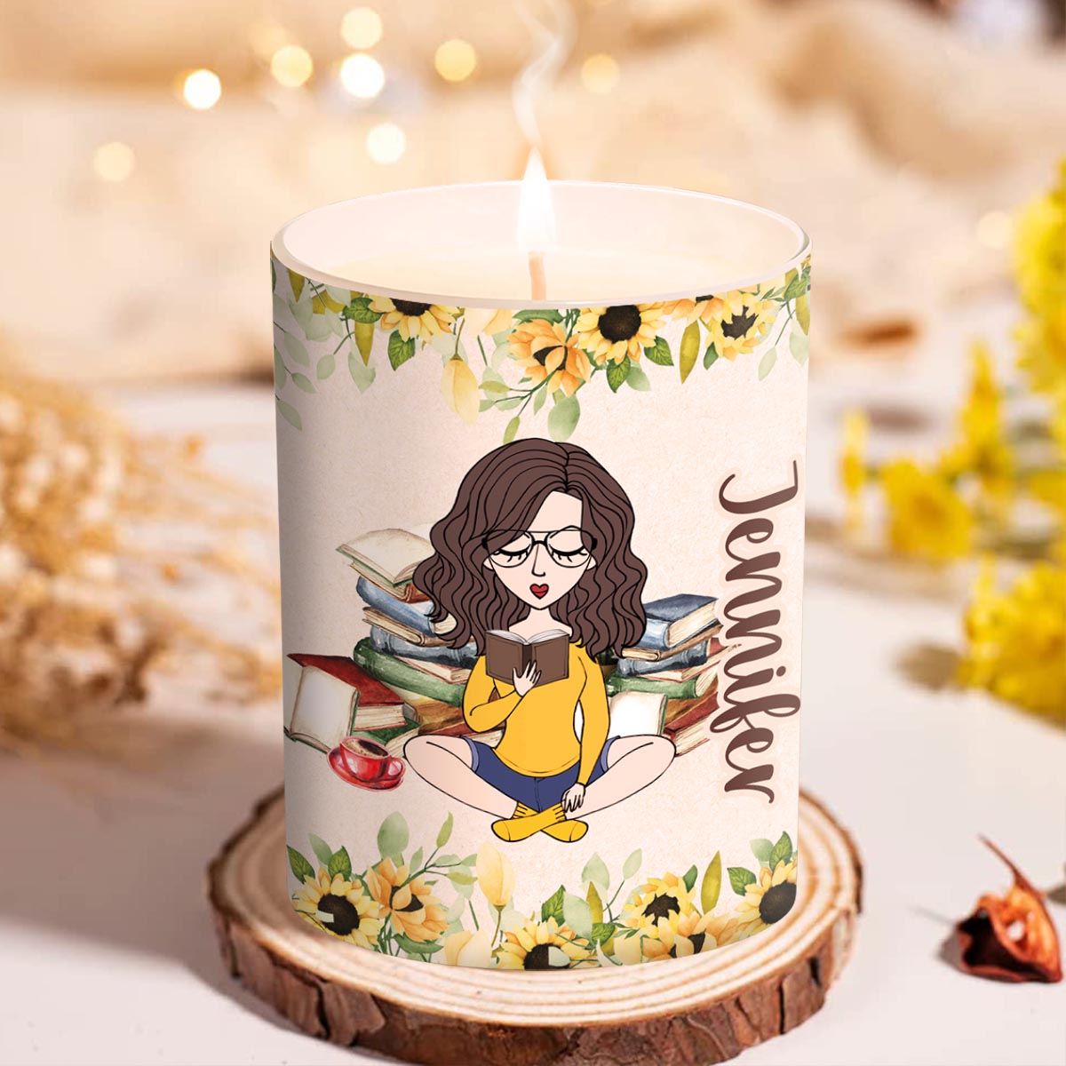 Shhh ... Do Not Distrub - Personalized Book Candle With Wooden Lid
